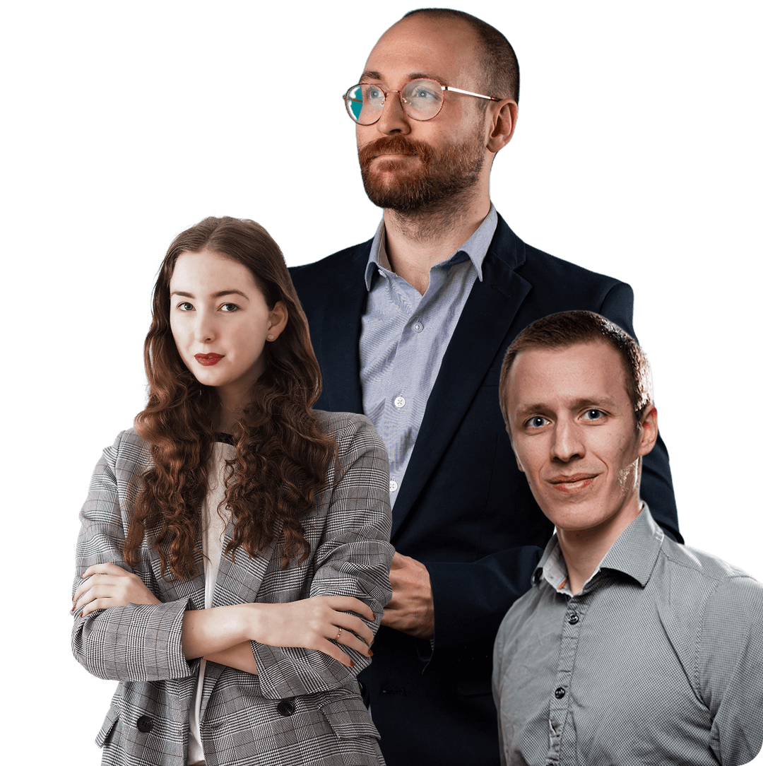 3 personnes en tenue professionnelle